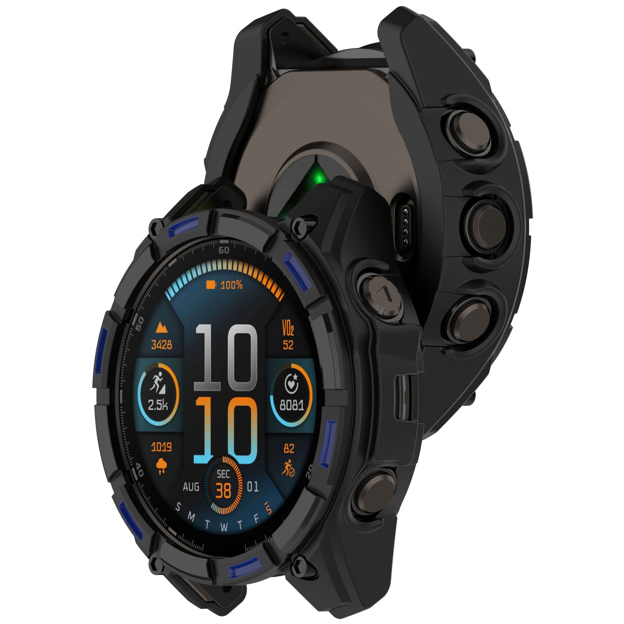 Funda resistente TPU Garmin Quatix 8 - 47mm (negro/azul)