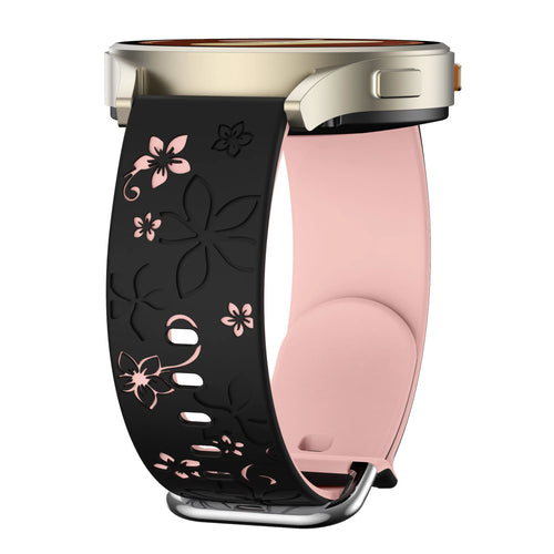 Correa silicona con flores Fossil Gen 5e - 42mm (negro/rosa claro)