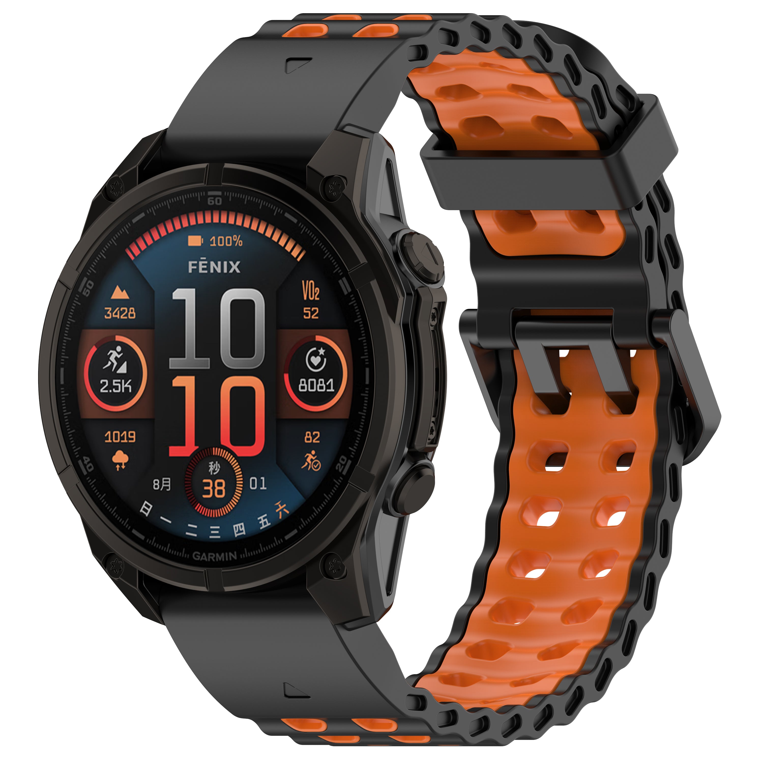 Garmin Tactix 7 Pro Wave Sport Strap (Black/Orange)