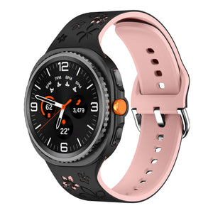 Samsung Galaxy Watch 9 - 40mm Flower Silicone Strap (Black/Pink)