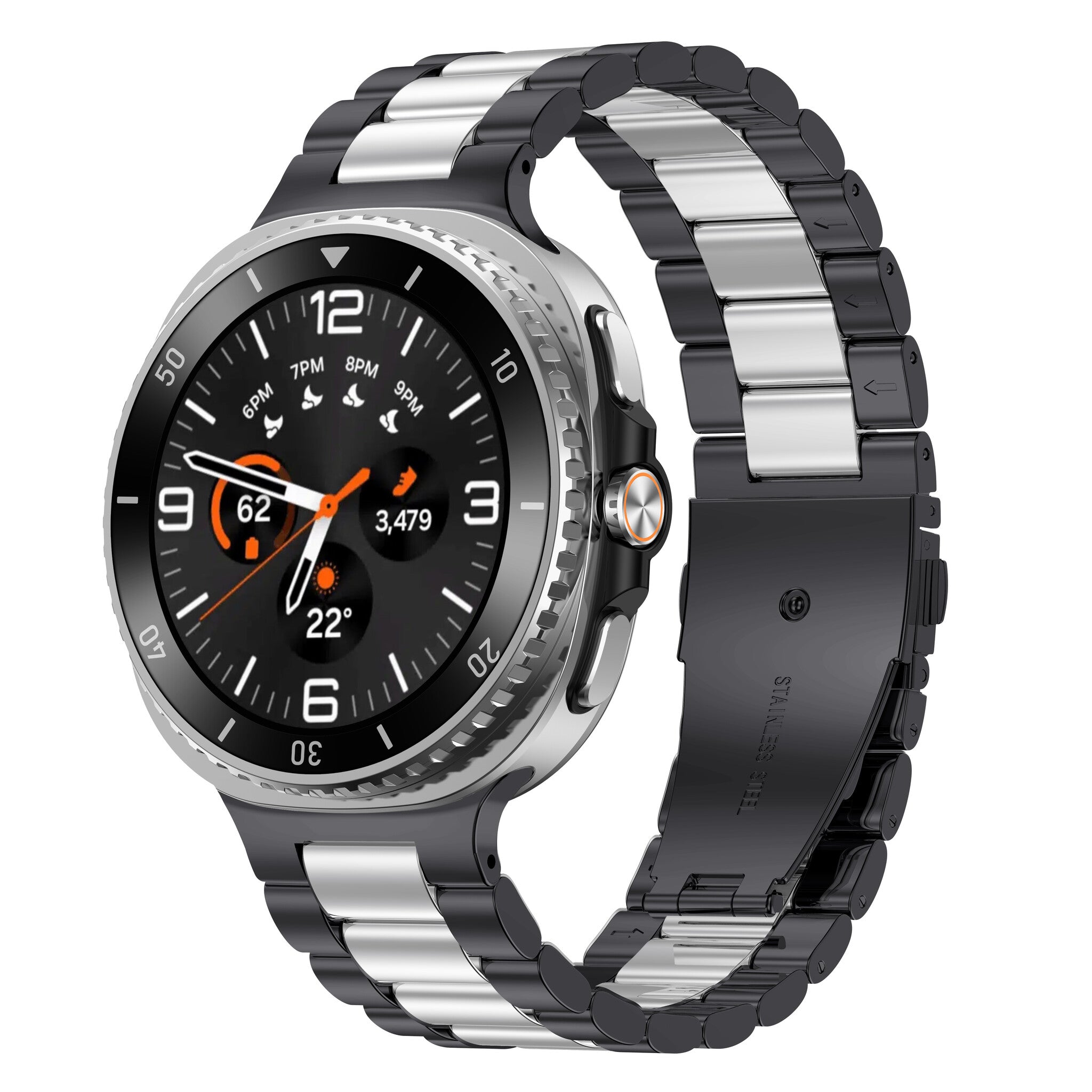 Correa acero Samsung Galaxy Watch 9 - 40mm (negro/plata)