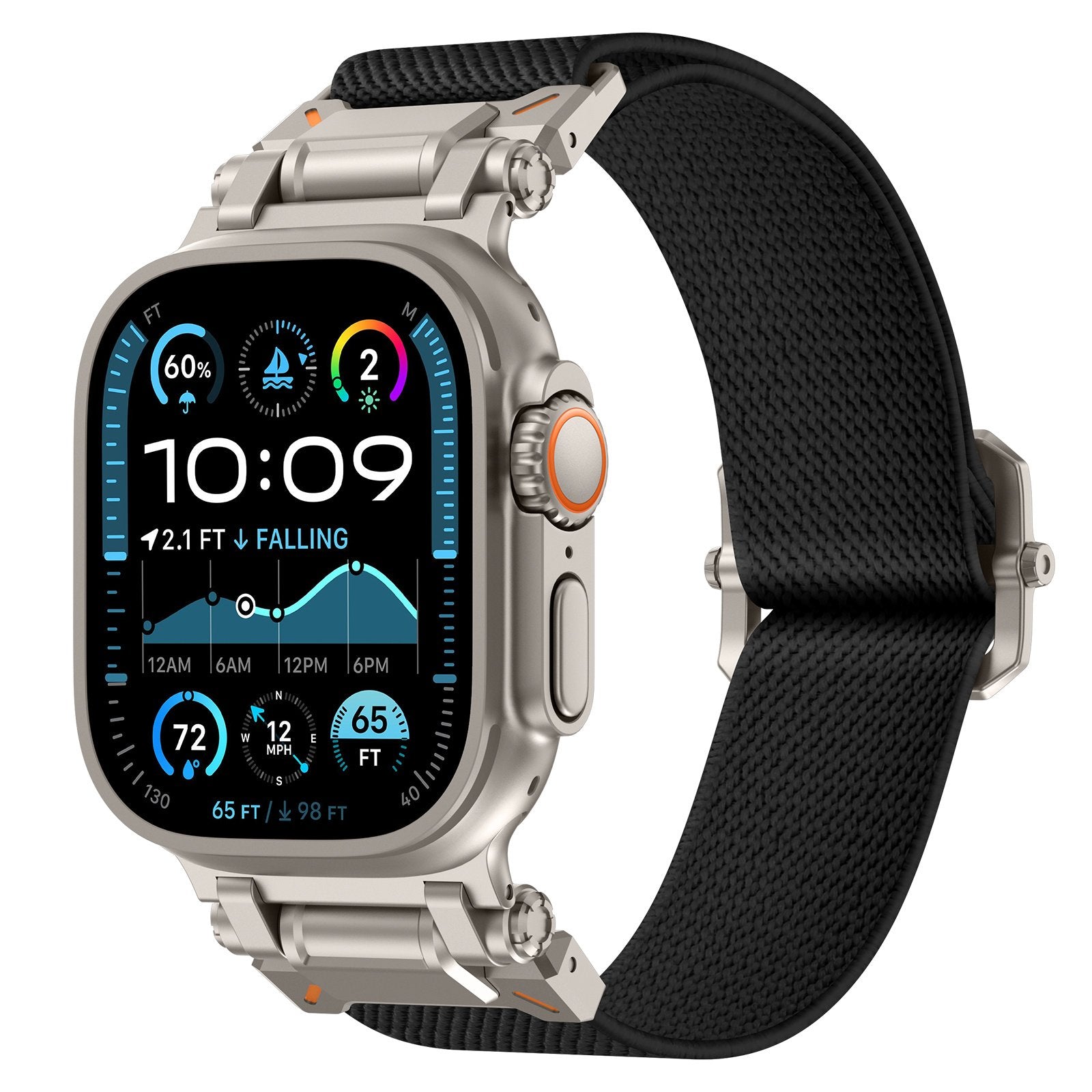Correa poliéster 'Explorer' Apple Watch Ultra (negro con titanio)
