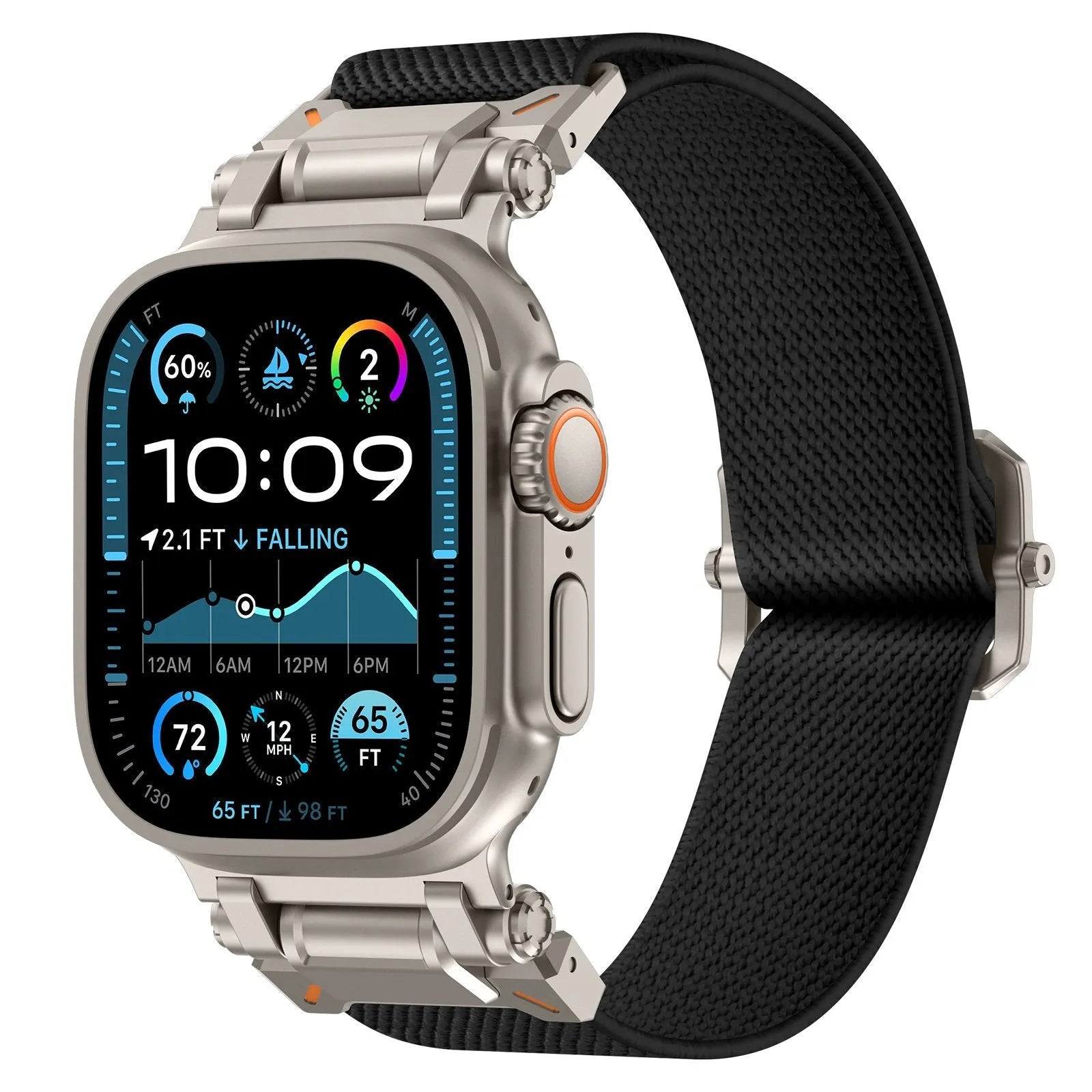 Correa poliéster 'Explorer' Apple Watch (negro/titanio)