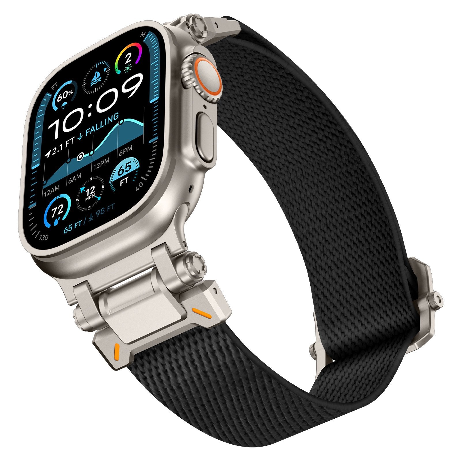 Correa poliéster 'Explorer' Apple Watch Ultra (negro con titanio)