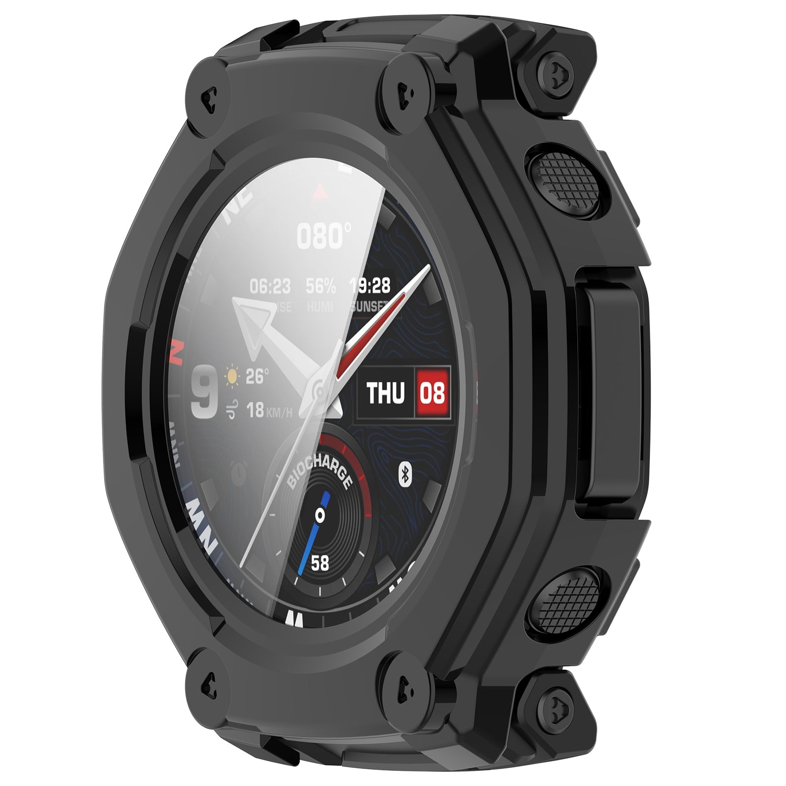 Funda PC con cristal Amazfit T-Rex 3 Pro - 44mm (negro)