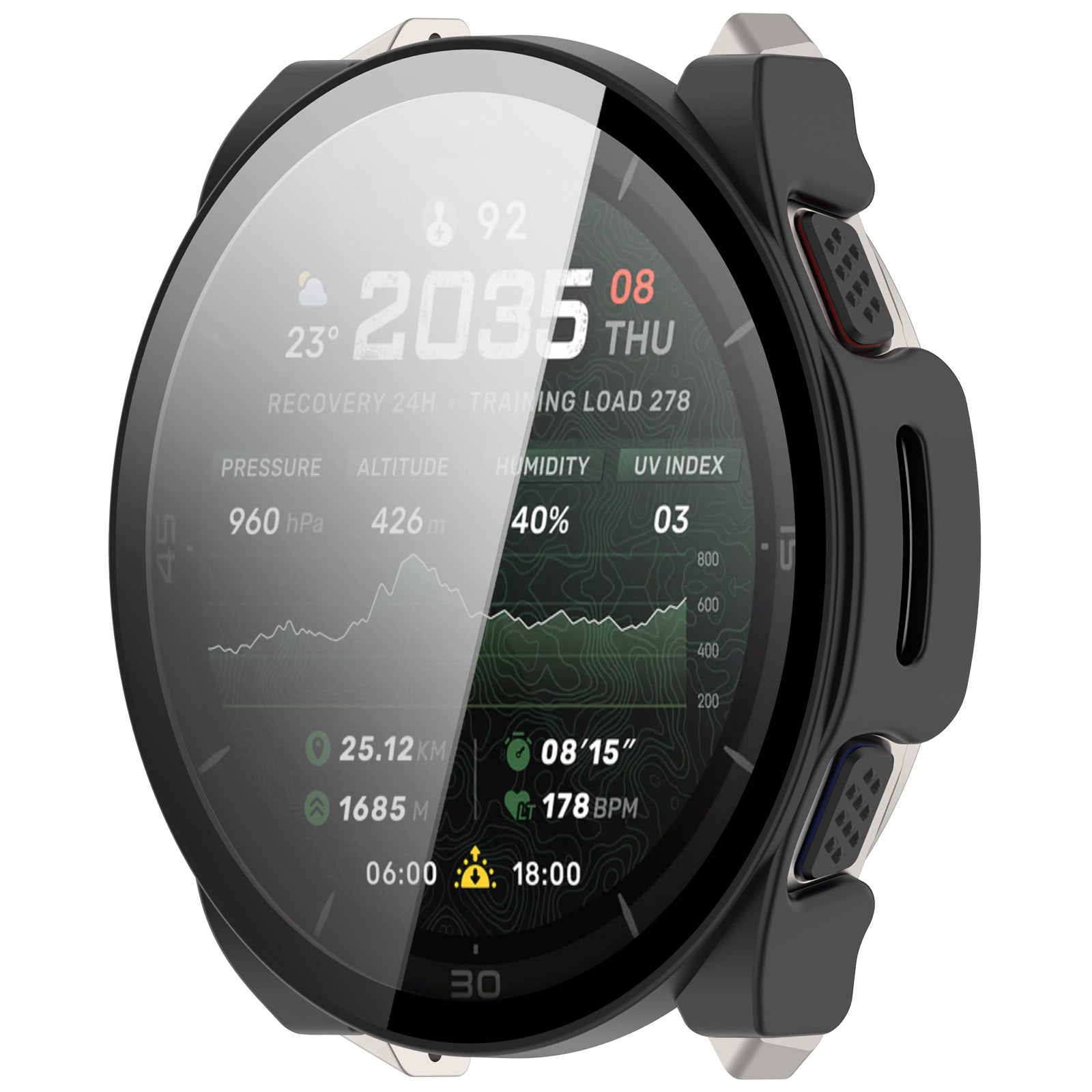 Funda rígida con cristal Amazfit Cheetah 2 Ultra (negro)