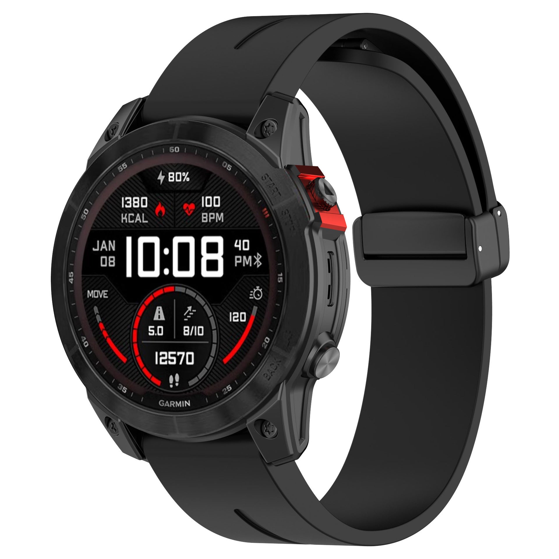Correa silicona con hebilla-D Garmin D2 Bravo (negro)
