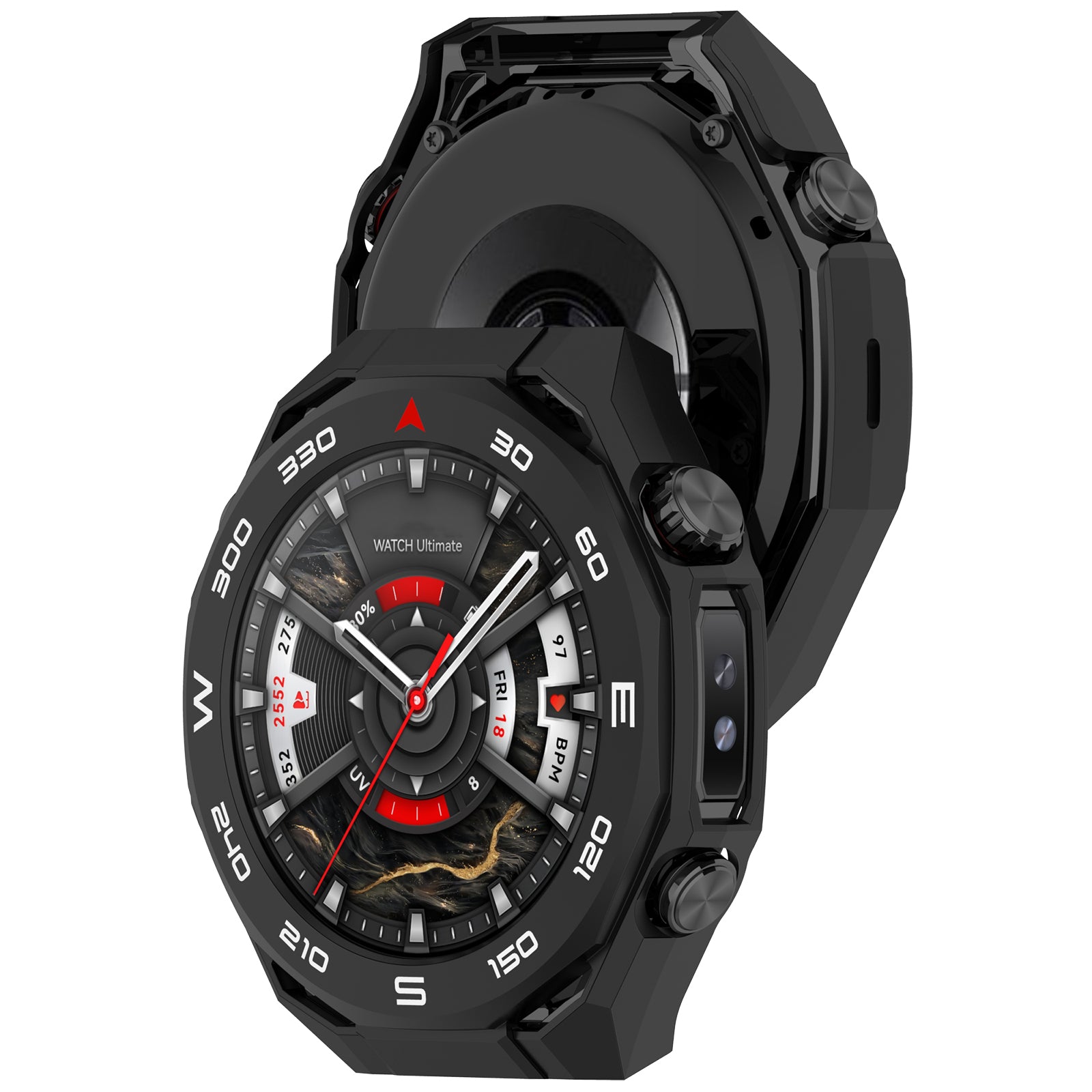 Funda PC con cristal Huawei Watch Ultimate 2 (negro)