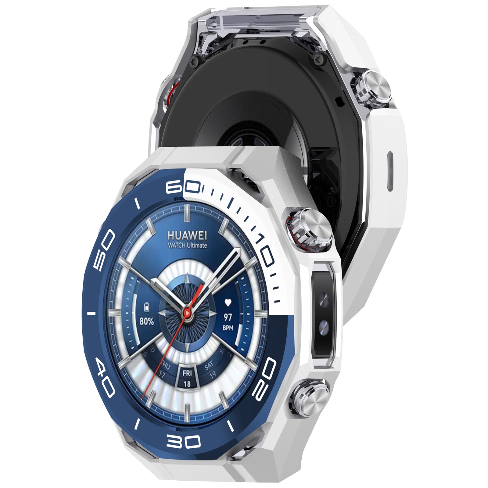 Funda PC con cristal Huawei Watch Ultimate 2 (blanco/azul)