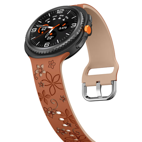 Samsung Galaxy Watch 9 - 40mm Flower Silicone Strap (Brown/Beige)