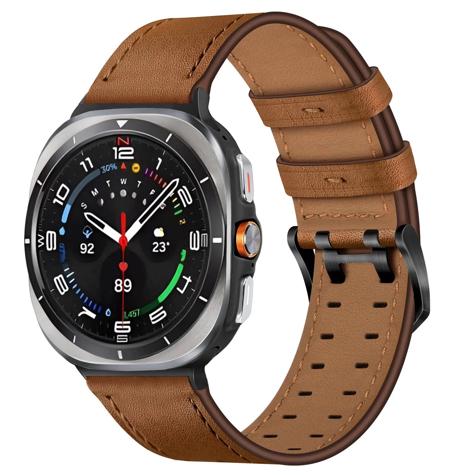 Samsung Galaxy Watch Ultra Double Pin Leather Strap (Brown)