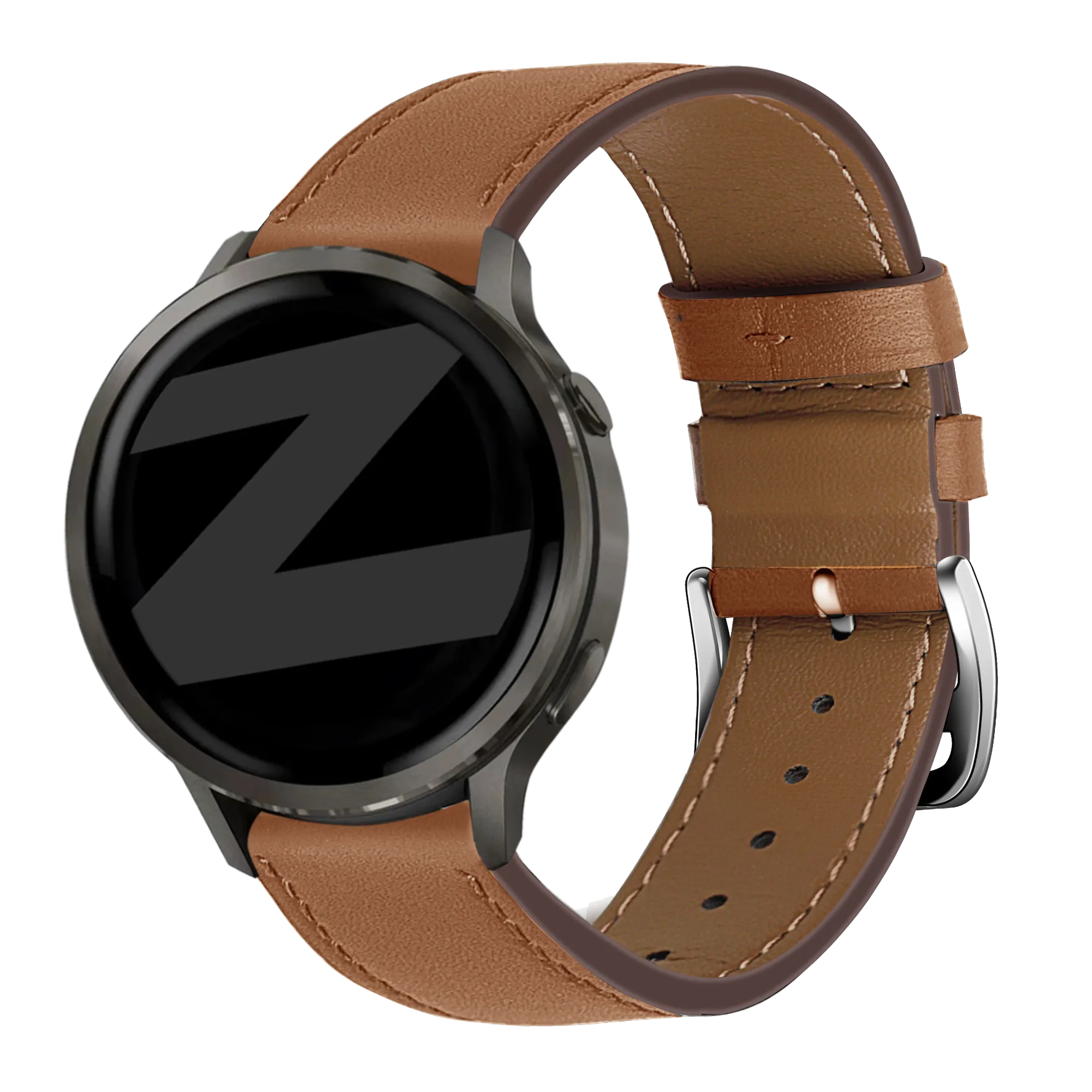 Bandz Garmin Forerunner 265s Leather Strap 'Deluxe' (Brown)