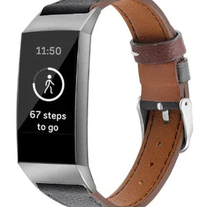 Leather Strap, black, on a watch, 3/4 front view