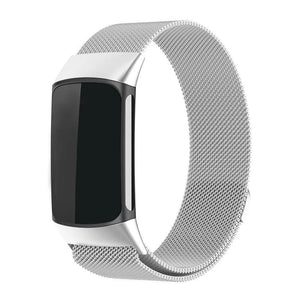Milanese Strap, silver, on a watch, 3/4 front view
