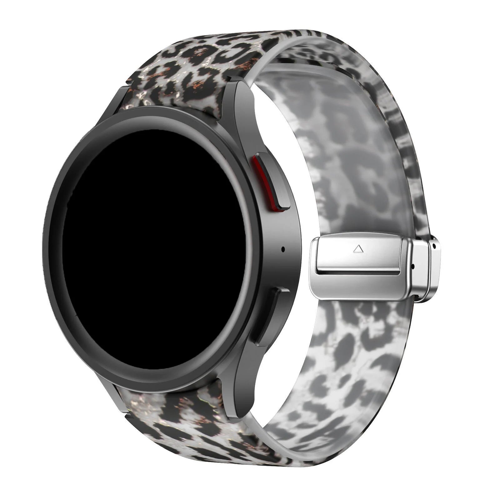 Silicone Magnetic Patterned Strap, on a watch, 3/4 front view