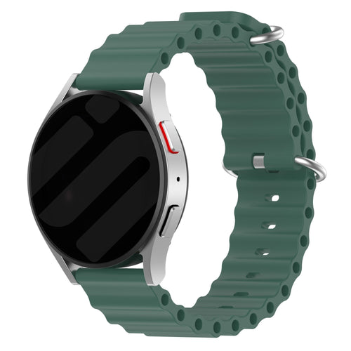 Silicone Ocean Strap, dark green, on a watch, 3/4 front view