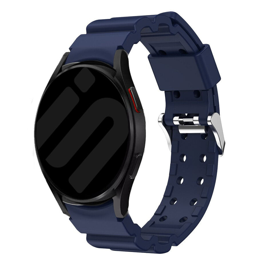 Silicone Strap 'Armour', dark blue, on a watch, 3/4 front view