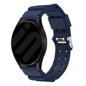 Silicone Strap 'Armour', dark blue, on a watch, 3/4 front view