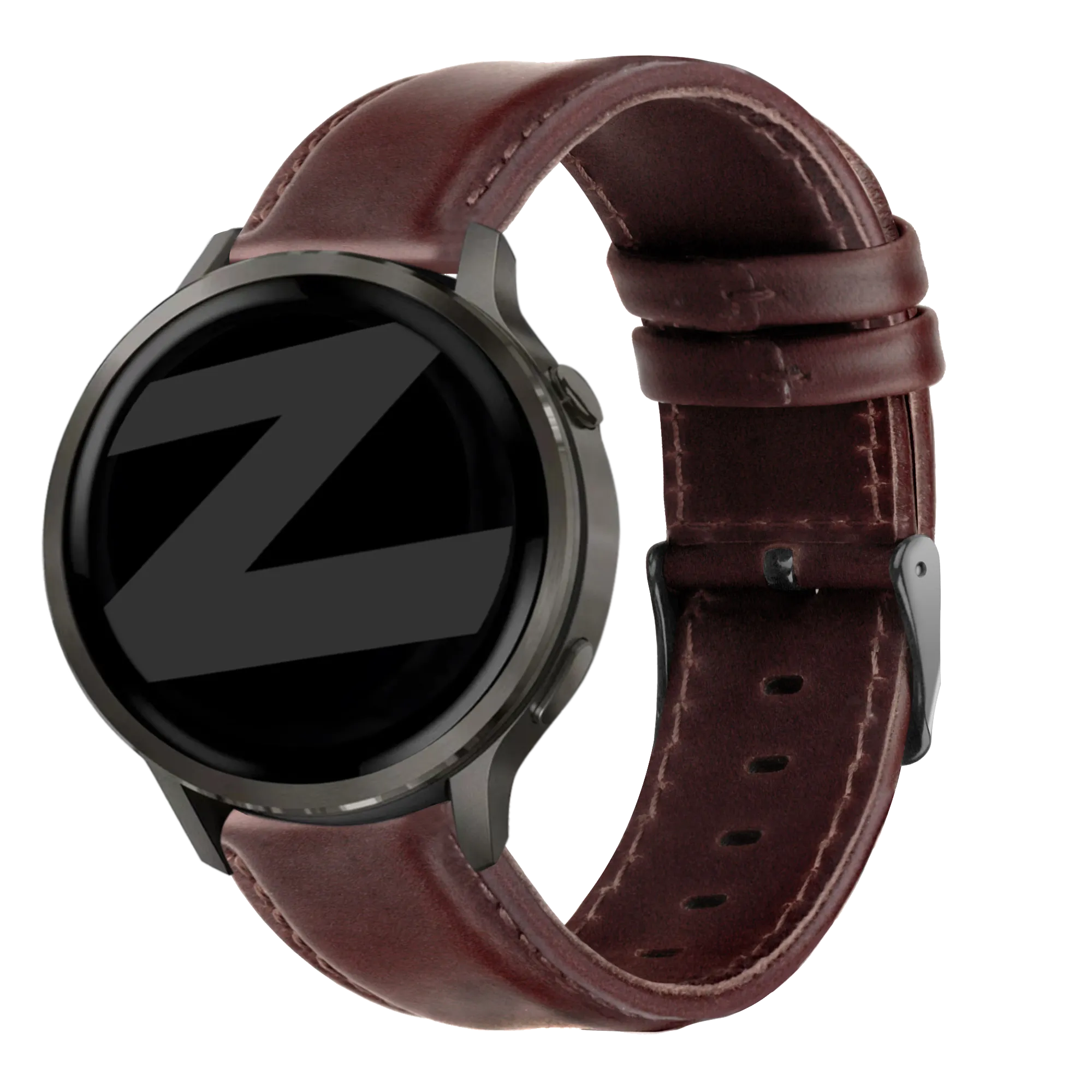 Bandz Garmin Venu 2 Leather Strap 'Classic' (Dark Brown)