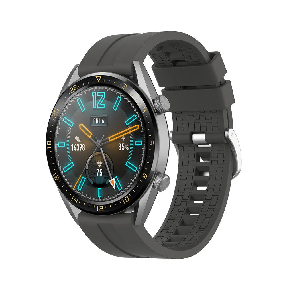 Silicone Strap 'Extreme', dark grey, on a watch, 3/4 front view