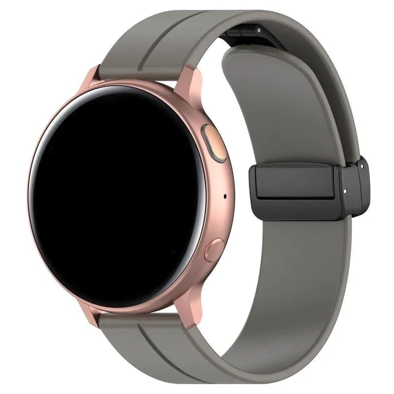 D-Buckle Silicone Strap, dark grey, on a watch, 3/4 front view