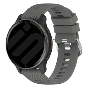 Silicone Strap, dark grey, on a watch, 3/4 front view