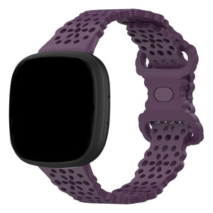 Patterned Silicone Strap, purple, on a watch, 3/4 front view
