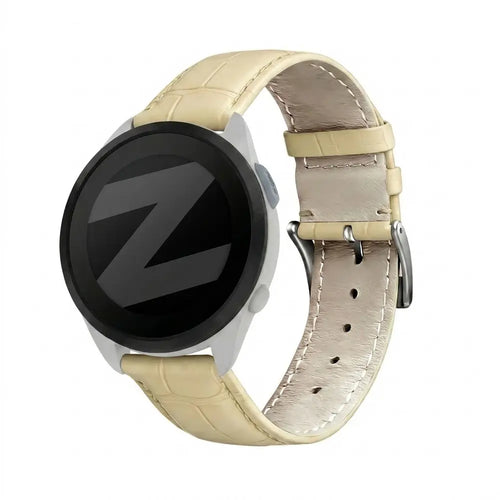 Bandz Garmin Forerunner 165 Leather Strap Crocodile Grain (Beige)