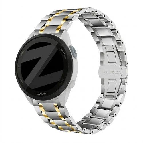 Bandz Garmin Forerunner 165 Steel Link Strap 'Deluxe' (Silver/Gold)