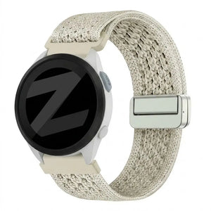 Vintage Nylon Strap, starlight, on a watch, 3/4 front view