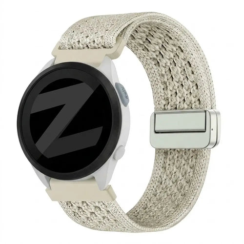 Vintage Nylon Strap, starlight, on a watch, 3/4 front view