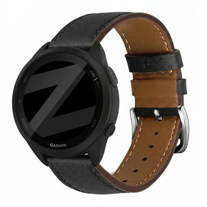 Bandz Garmin Forerunner 165 Leather Strap 'Deluxe' (Black)