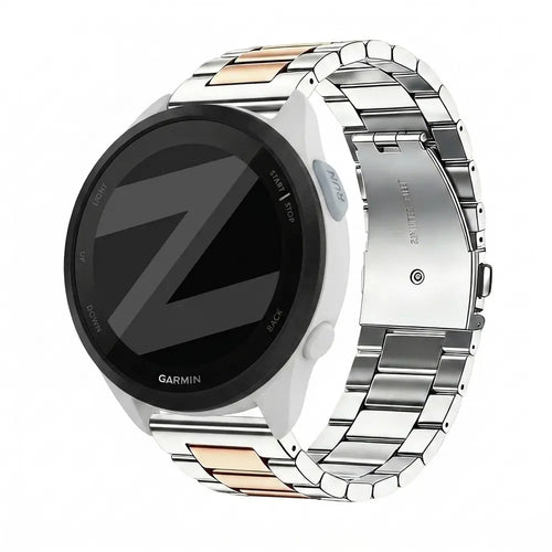 Bandz Garmin Forerunner 165 Steel Strap 'Classic' (Silver/Rose Gold)