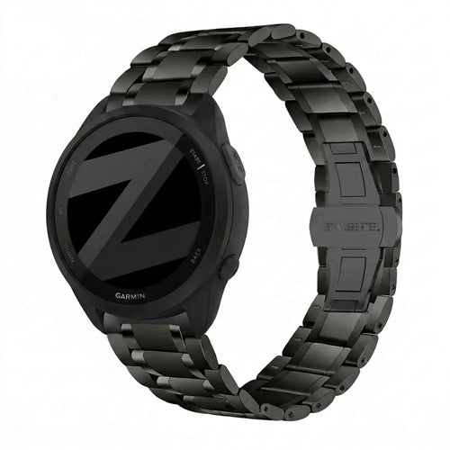 Bandz Garmin Forerunner 165 Steel Link Strap 'Deluxe' (Black)