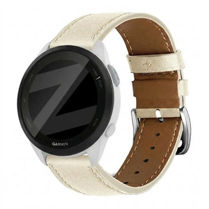 Bandz Garmin Forerunner 165 Leather Strap 'Deluxe' (Beige)
