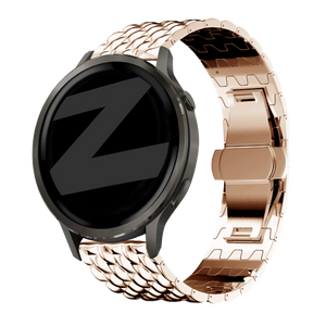 Steel Strap 'Dragon', rose gold, on a watch, 3/4 front view