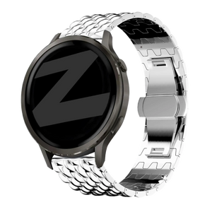 Steel Strap 'Dragon', silver, on a watch, 3/4 front view