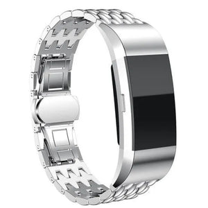 Steel Dragon Strap, silver, on a watch, 3/4 front view