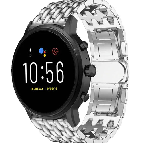 Steel Dragon Strap, on a watch, 3/4 front view