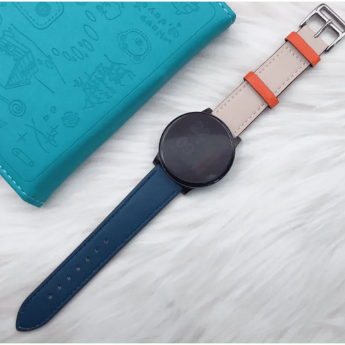 Leather Strap 'Duo', on a watch, 3/4 front view
