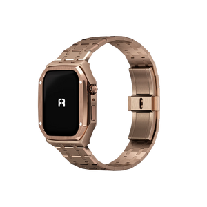 Reqior Funda con correa de acero Apple Watch 45mm (rosa dorado)