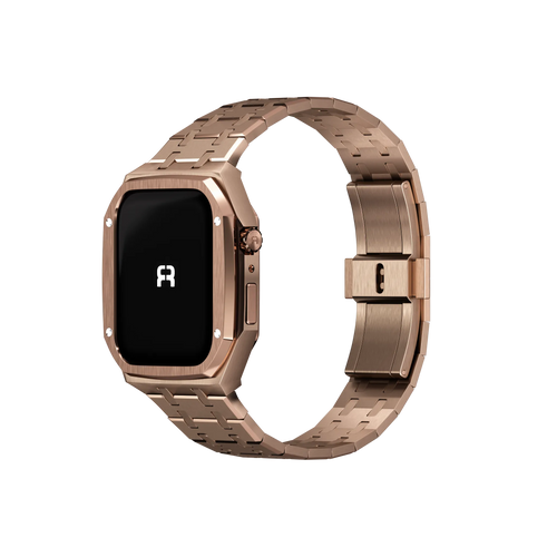 Reqior Funda con correa de acero Apple Watch 45mm (rosa dorado)