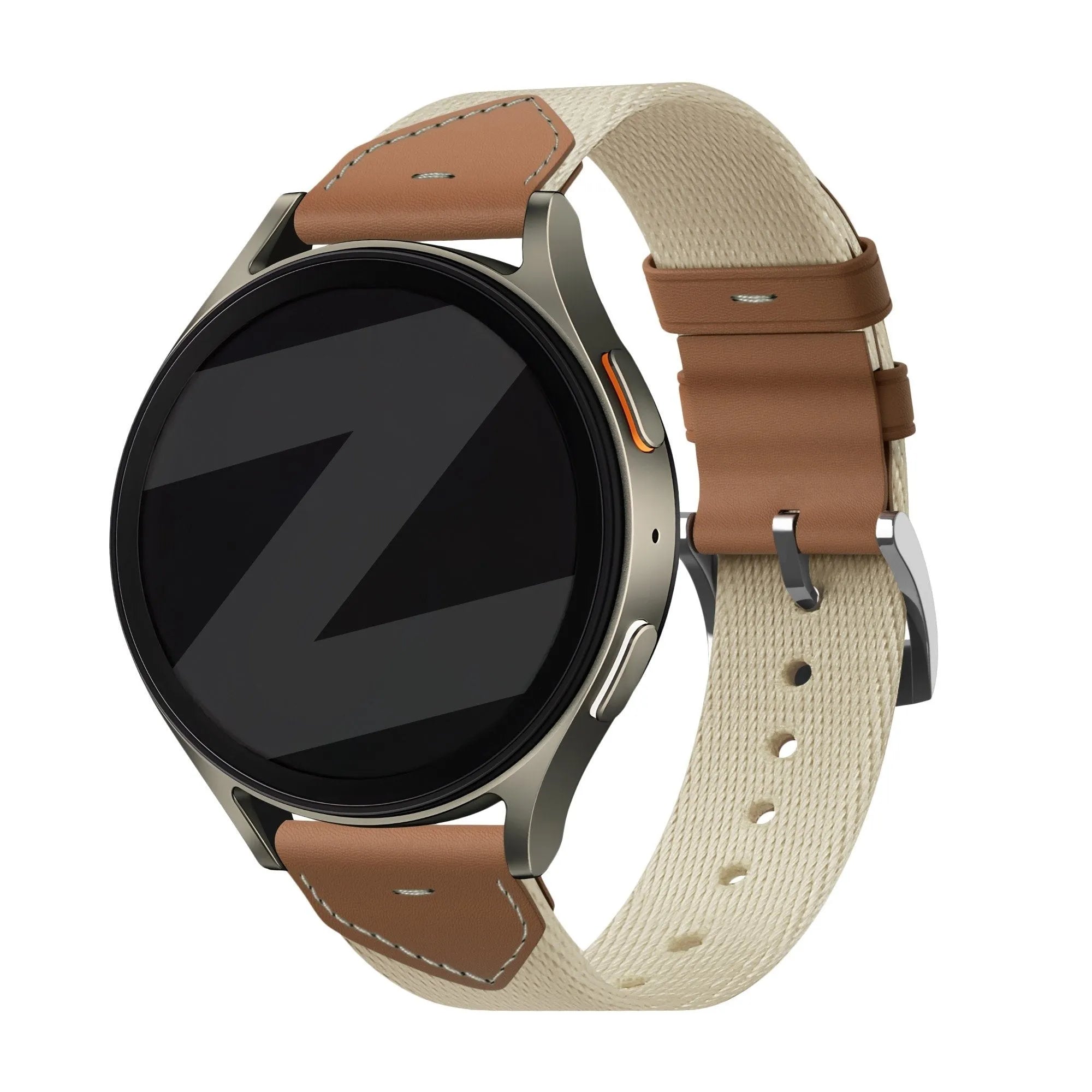 Bandz OnePlus Watch 3 - 43mm Leather Hybrid Strap 'Easy Fit' (Beige/Brown)