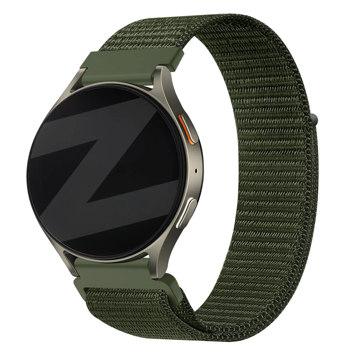 Nylon Strap 'Easy Fit', green, on a watch, 3/4 front view