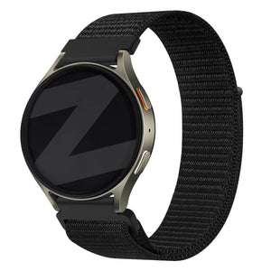 Nylon Strap 'Easy Fit', black, on a watch, 3/4 front view