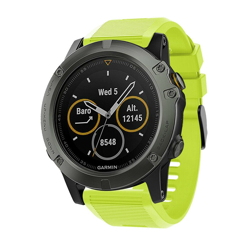 Silicone Strap, light green, on a watch, 3/4 front view