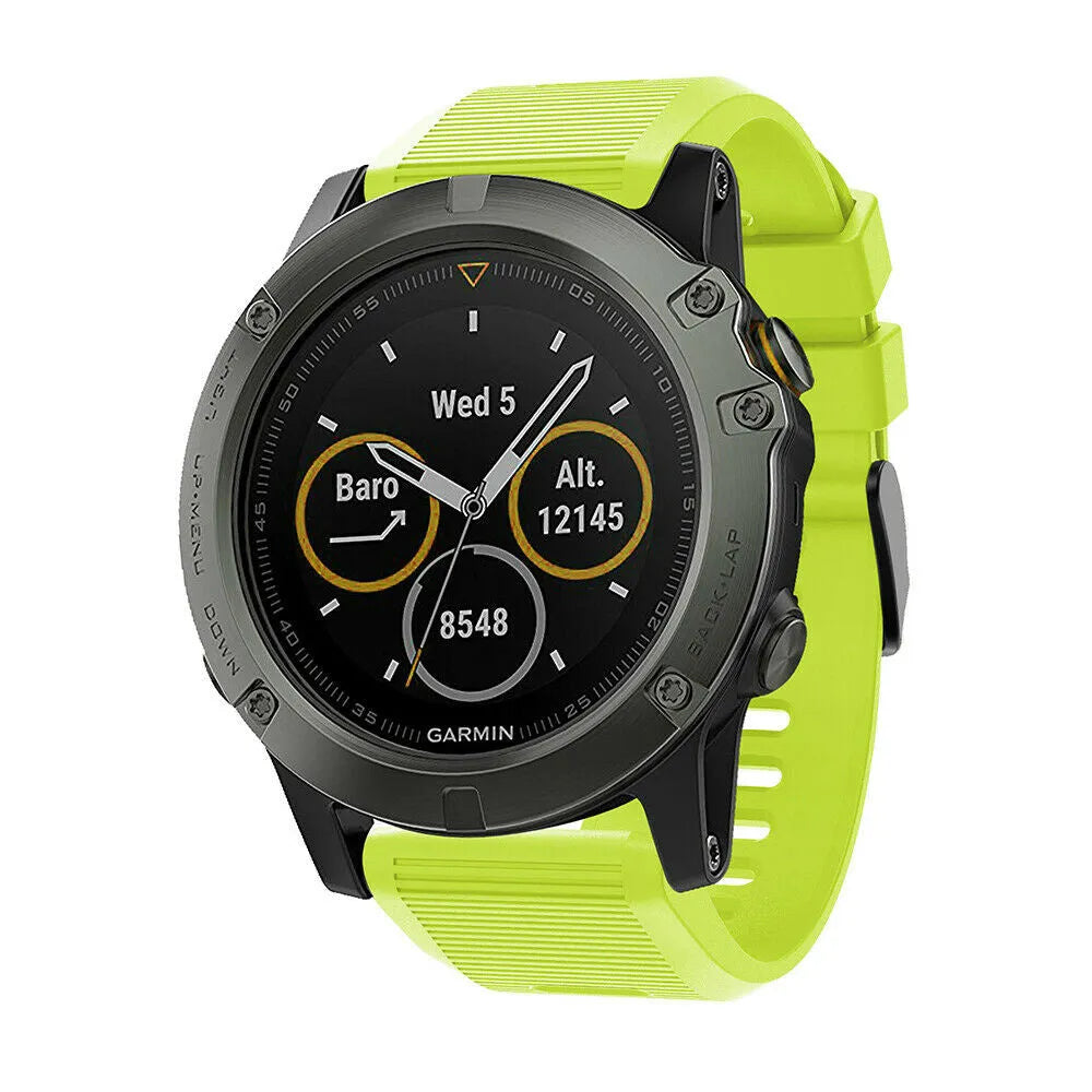 Silicone Strap, light green, on a watch, 3/4 front view