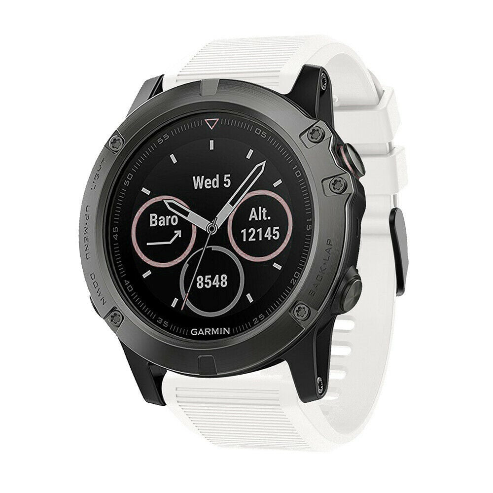 Silicone Strap, white, on a watch, 3/4 front view