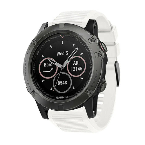 Silicone Strap, white, on a watch, 3/4 front view