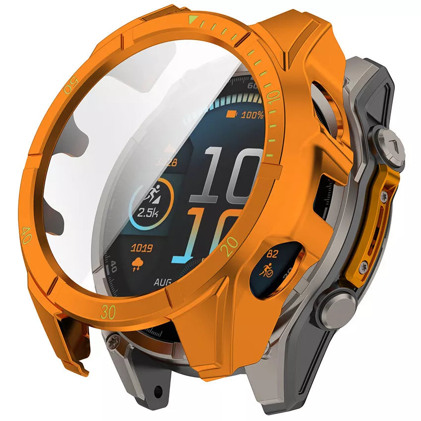 Funda rígida con vidrio Garmin Fenix 8 - 51mm AMOLED (naranja/verde)